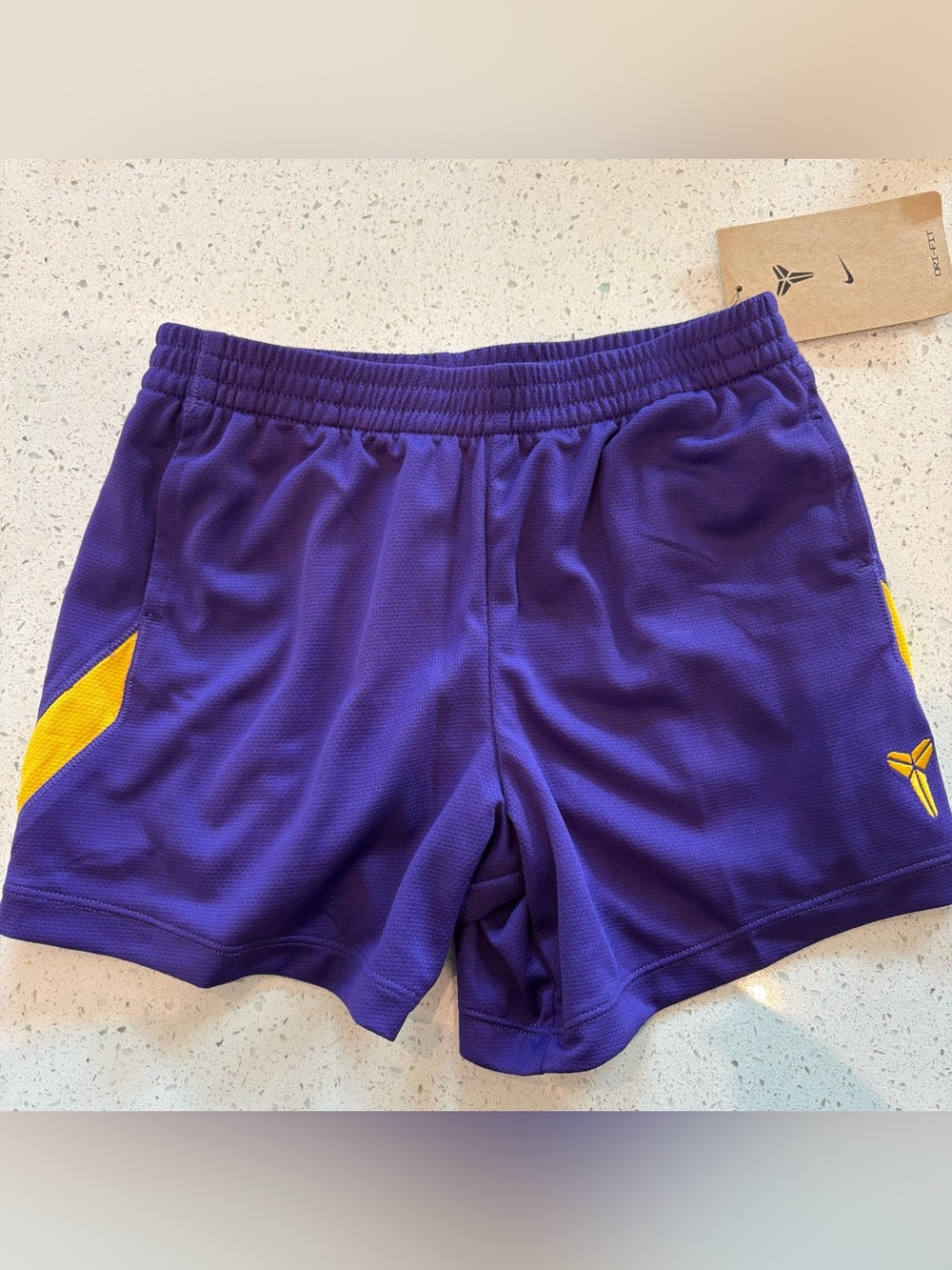 NWT Nike Kobe Bryant Dri-FIT 6" Basketball Shorts Purple Gold Kids Size 5